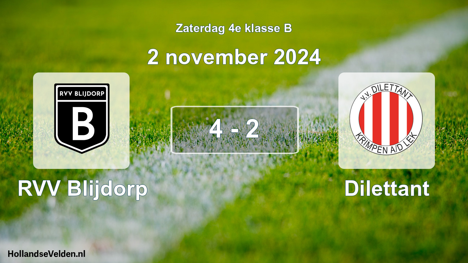 Total number of matches played: RVV Blijdorp - Dilettant 4 - 2 (2 November 2024)