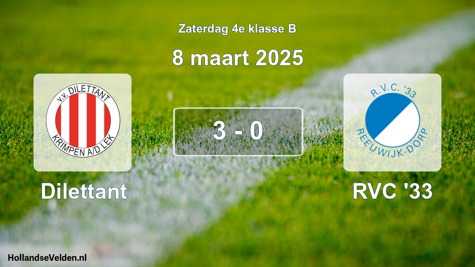 Total number of matches played: Dilettant - RVC '33 3 - 0 (8 March 2025)