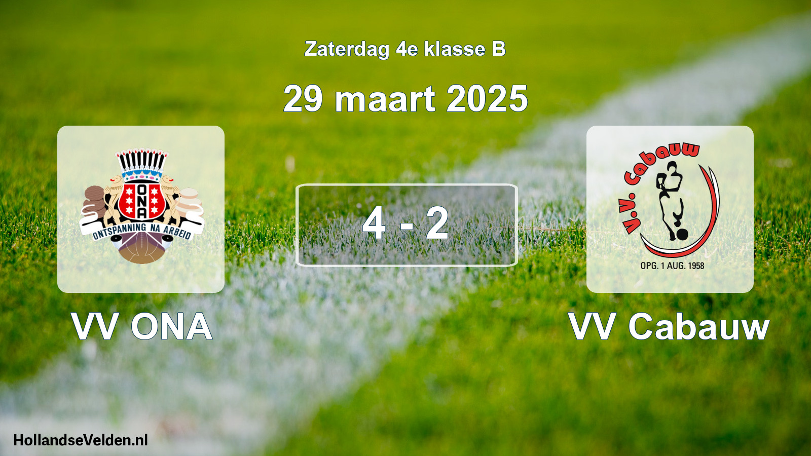 Total number of matches played: VV ONA - VV Cabauw 4 - 2 (29 March 2025)