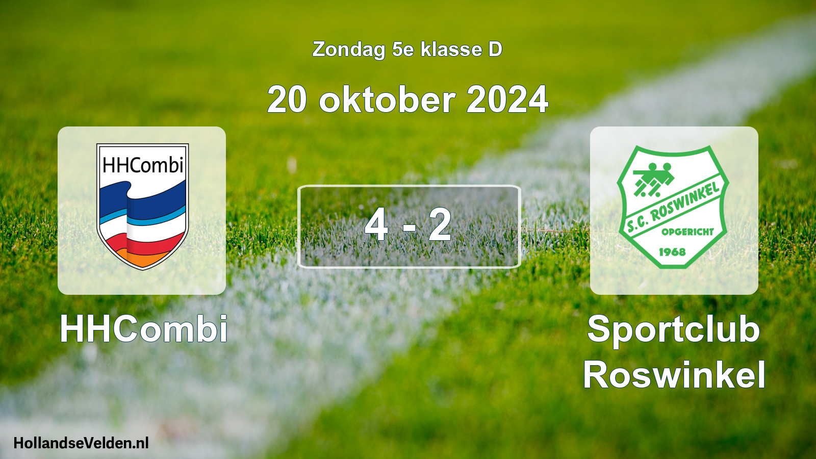 Total number of matches played: HHCombi - Sportclub Roswinkel 4 - 2 (20 October 2024)