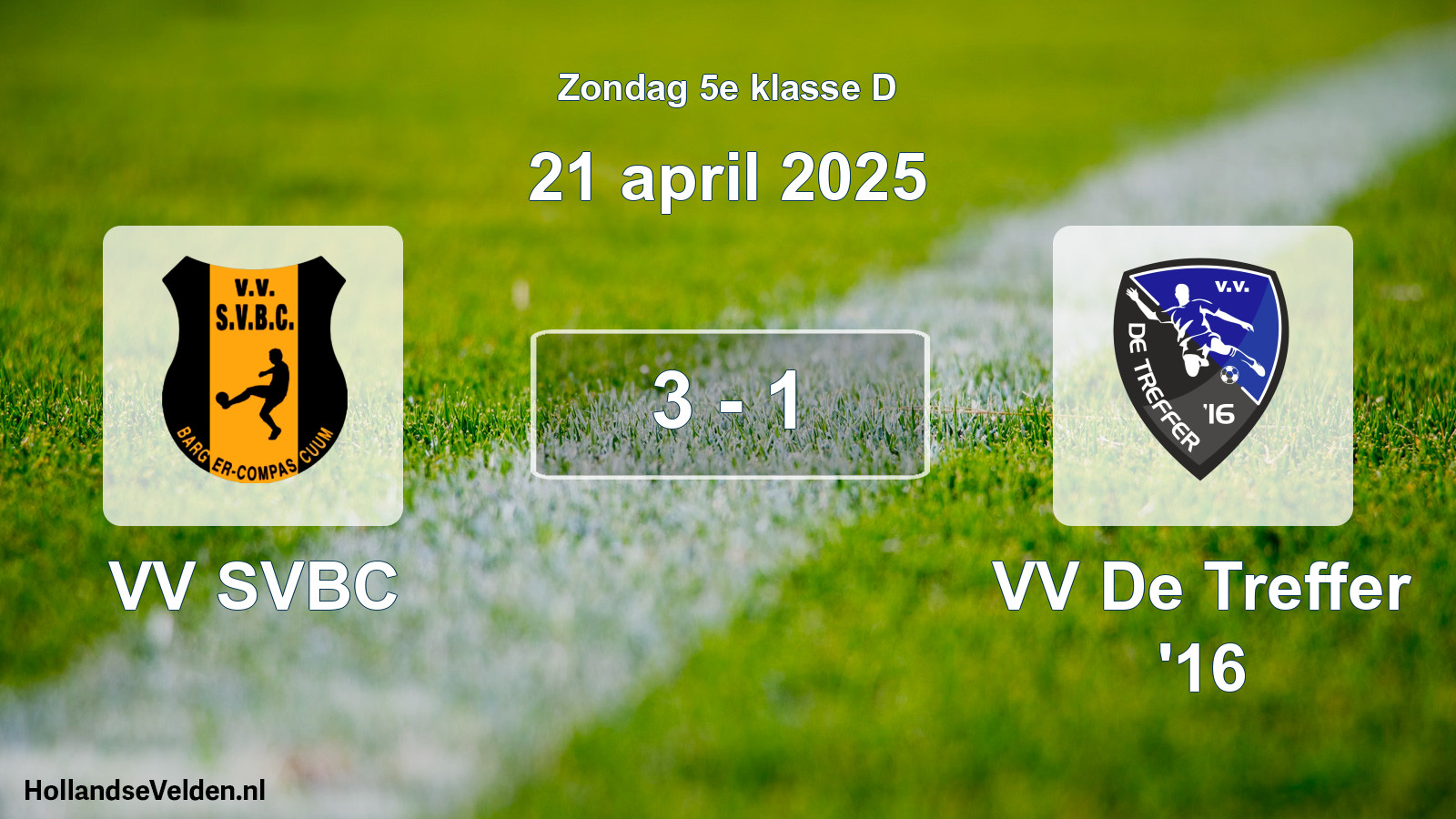 Total number of matches played: VV SVBC - VV De Treffer '16 3 - 1 (21 April 2025)