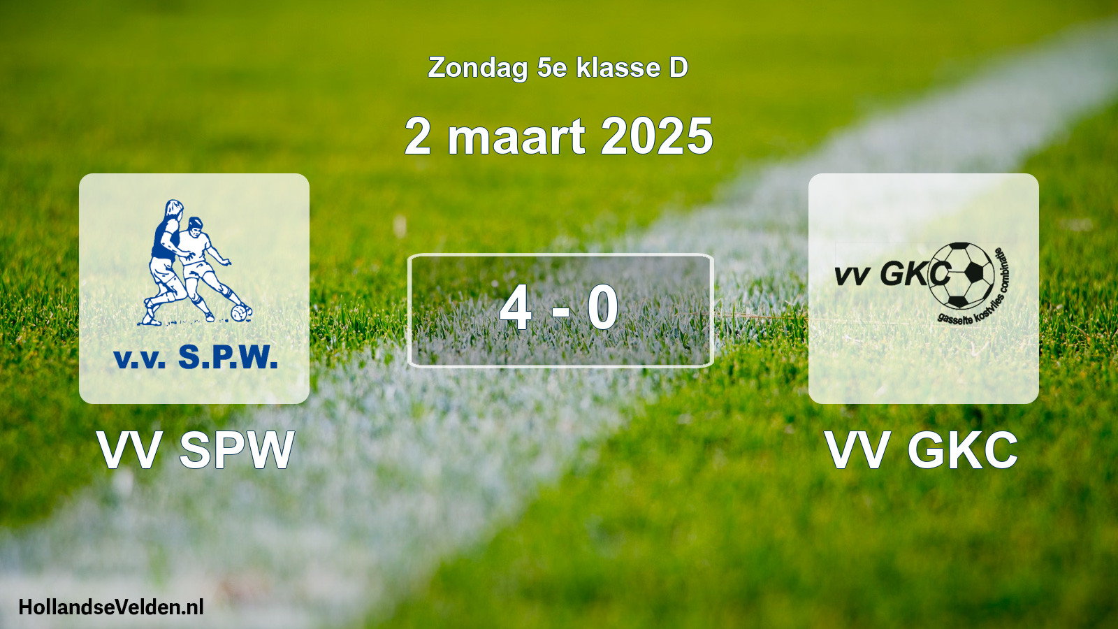 Total number of matches played: VV SPW - VV GKC 4 - 0 (2 March 2025)