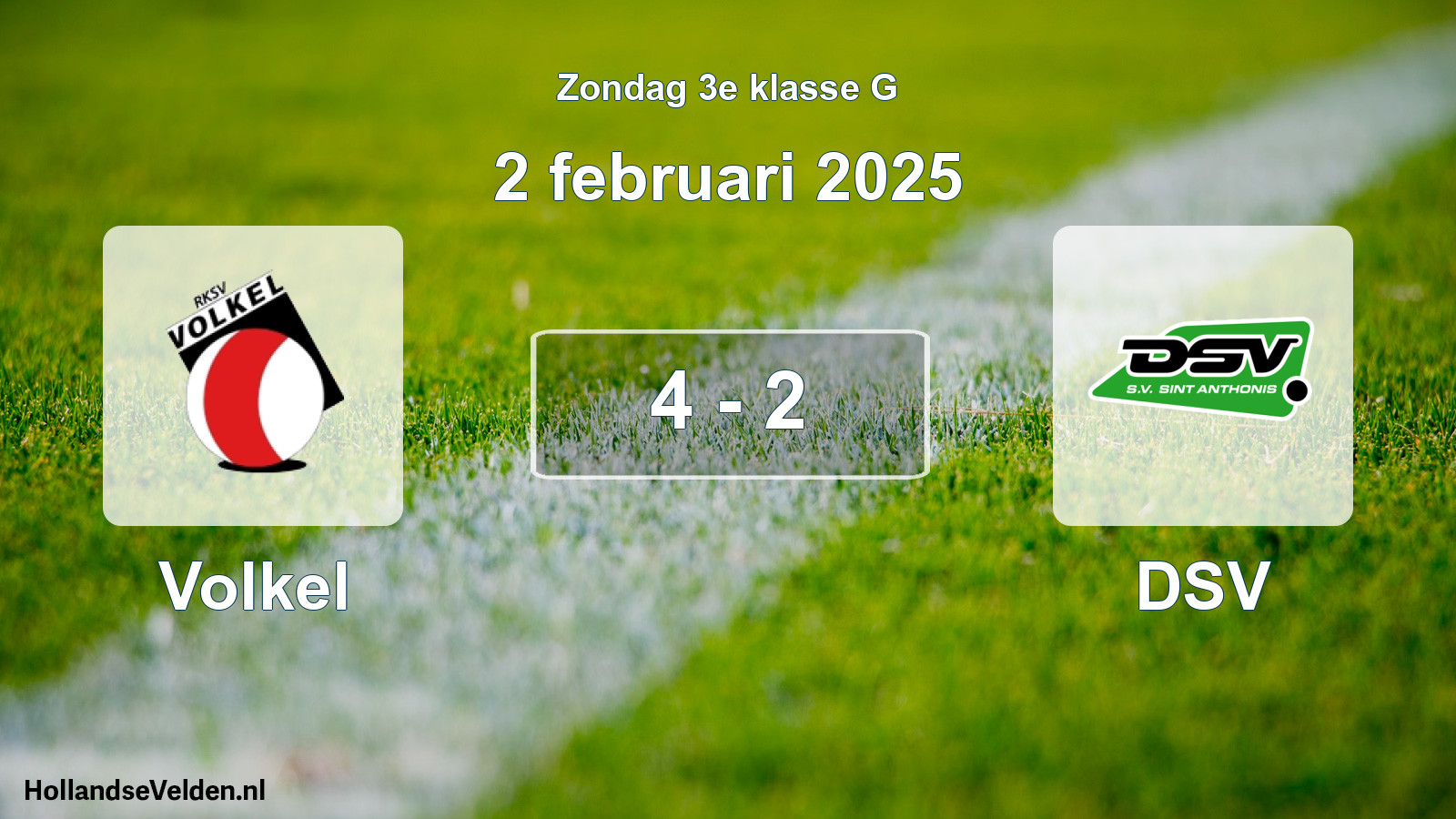 Total number of matches played: Volkel - DSV 4 - 2 (2 February 2025)