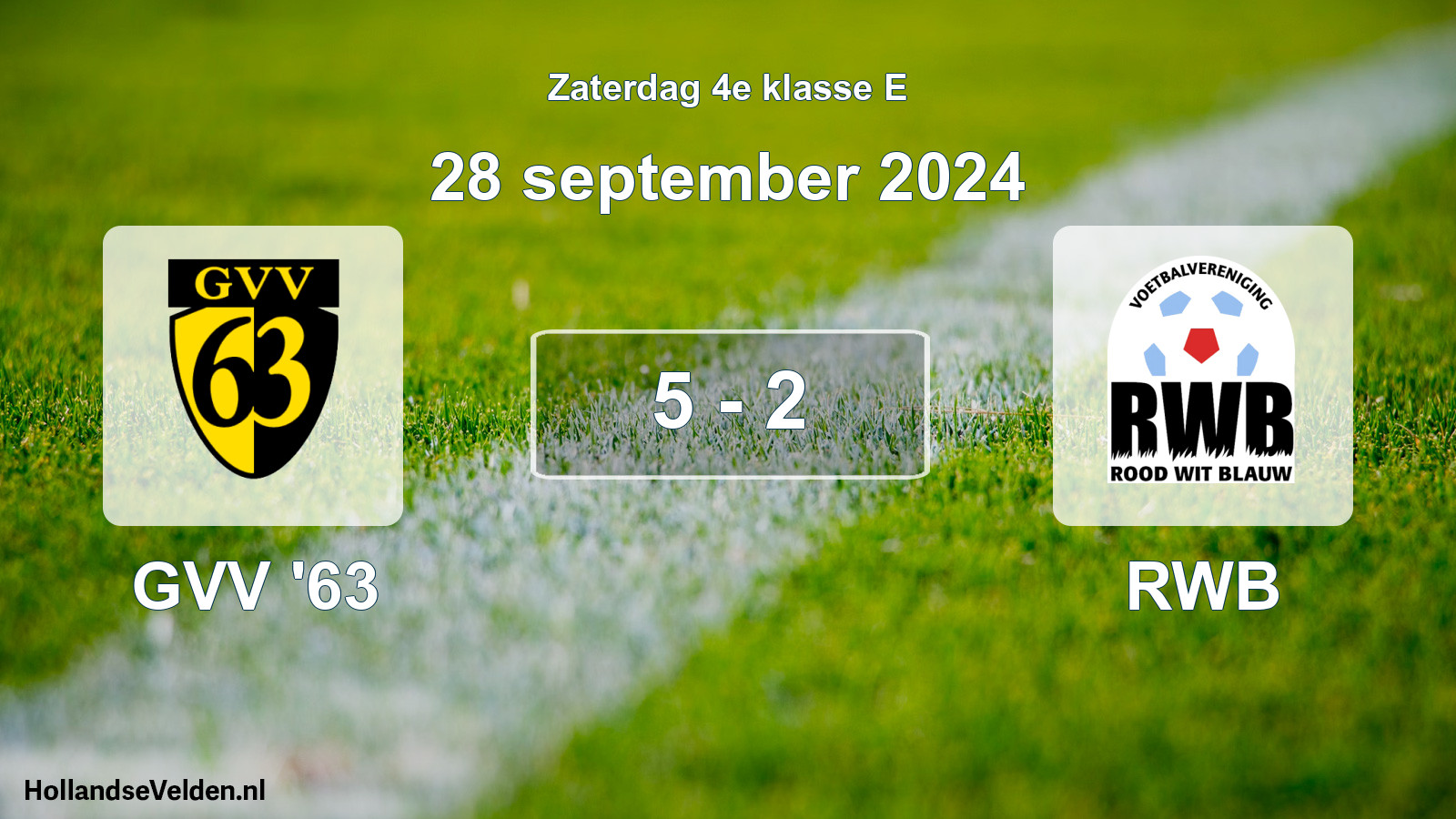 Total number of matches played: GVV '63 - RWB 5 - 2 (28 September 2024)