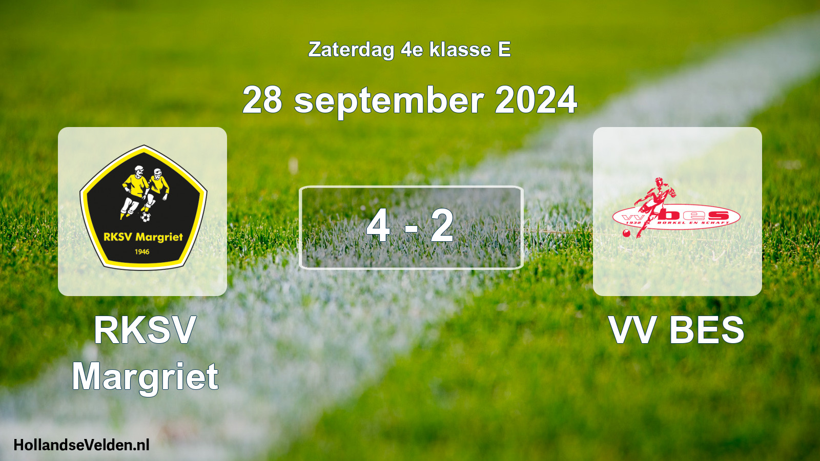 Total number of matches played: RKSV Margriet - VV BES 4 - 2 (28 September 2024)