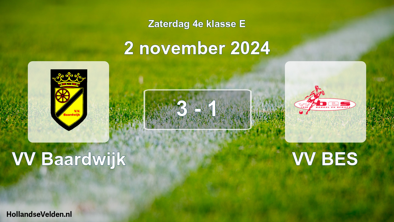 Total number of matches played: VV Baardwijk - VV BES 3 - 1 (2 November 2024)