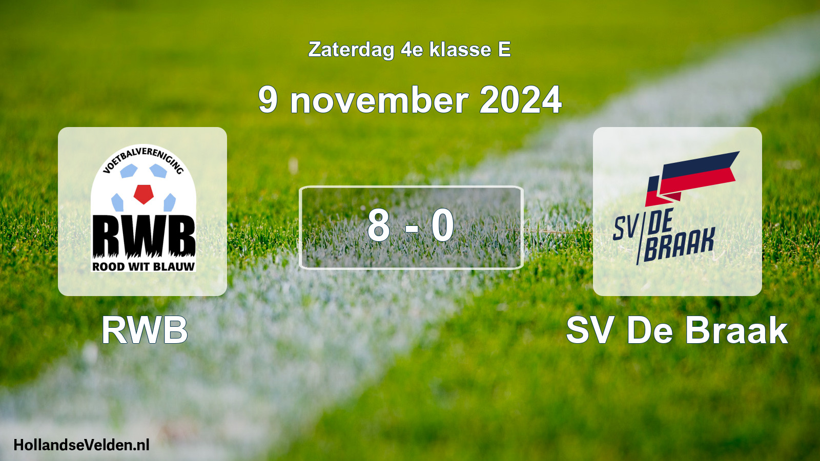 Total number of matches played: RWB - SV De Braak 8 - 0 (9 November 2024)