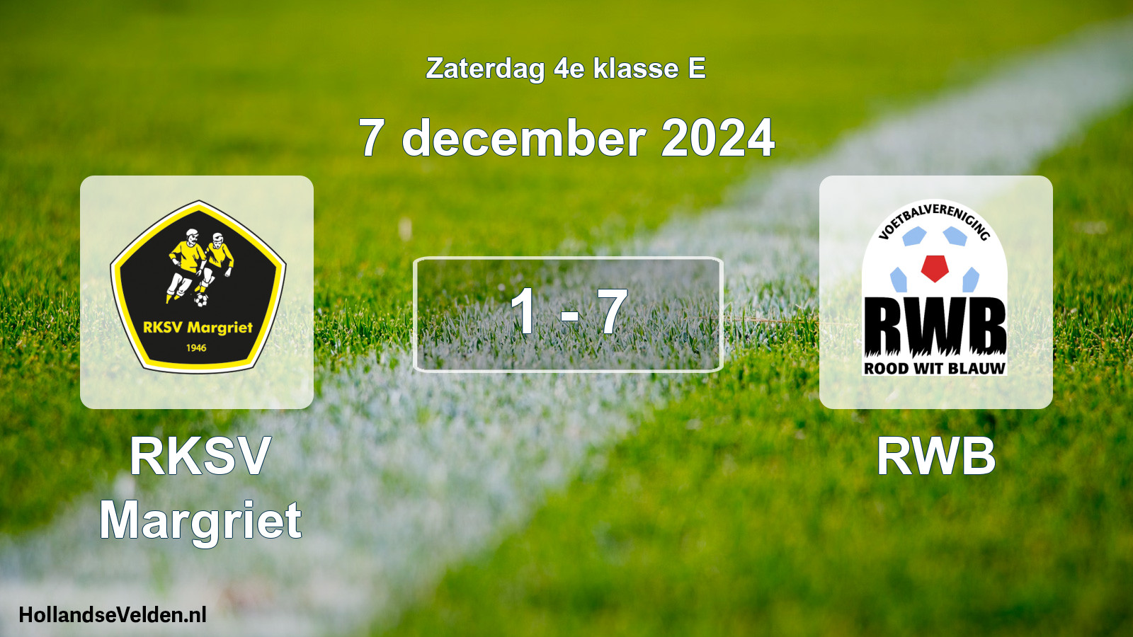Total number of matches played: RKSV Margriet - RWB 1 - 7 (7 December 2024)