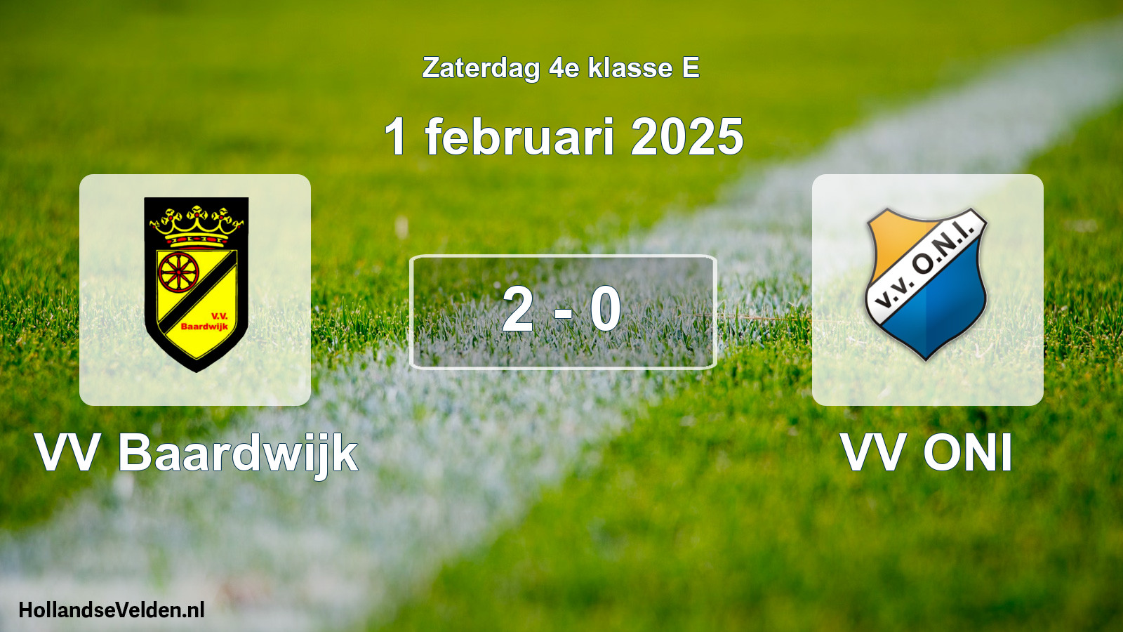 Total number of matches played: VV Baardwijk - VV ONI 2 - 0 (1 February 2025)