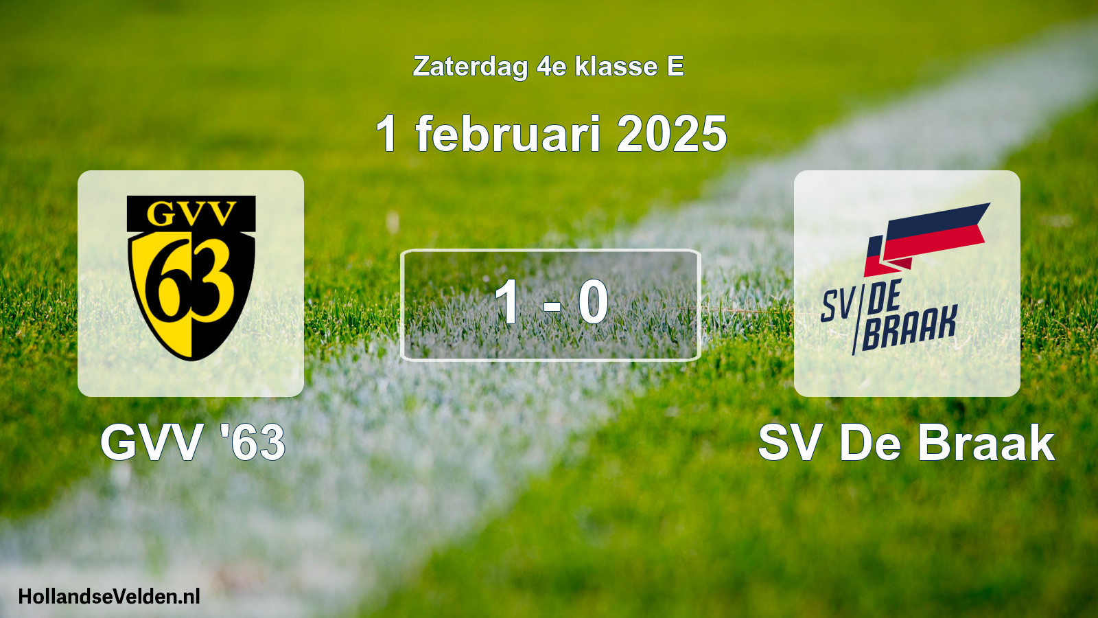 Total number of matches played: GVV '63 - SV De Braak 1 - 0 (1 February 2025)