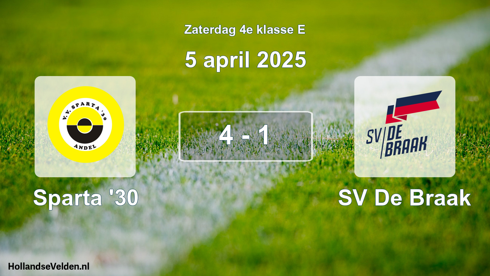 Total number of matches played: Sparta '30 - SV De Braak 4 - 1 (5 April 2025)