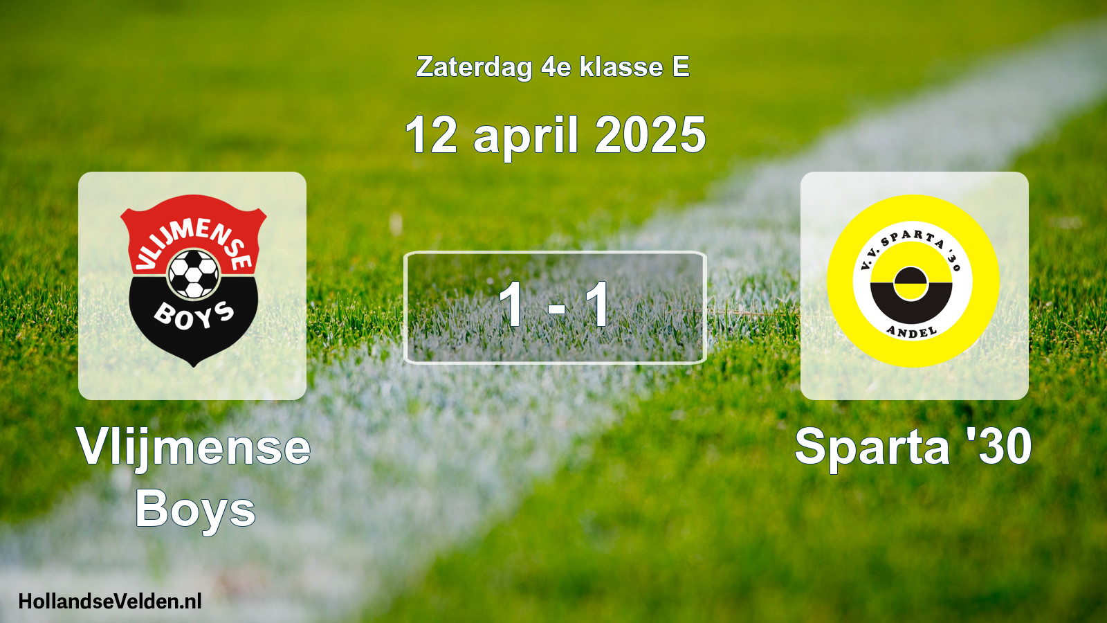 Total number of matches played: Vlijmense Boys - Sparta '30 1 - 1 (12 April 2025)
