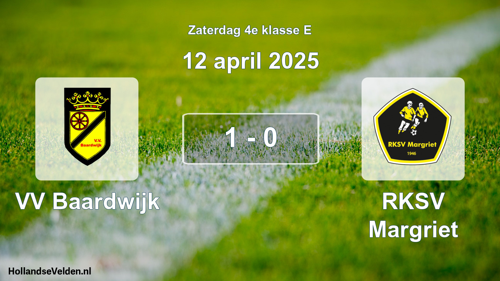 Total number of matches played: VV Baardwijk - RKSV Margriet 1 - 0 (12 April 2025)