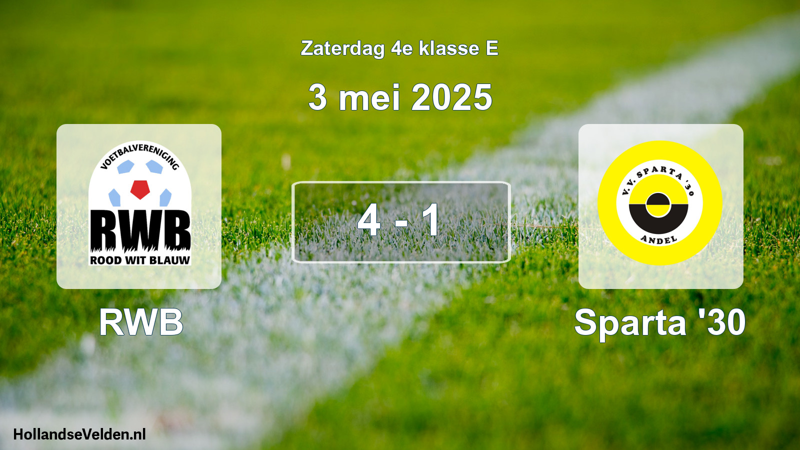 Total number of matches played: RWB - Sparta '30 4 - 1 (3 May 2025)