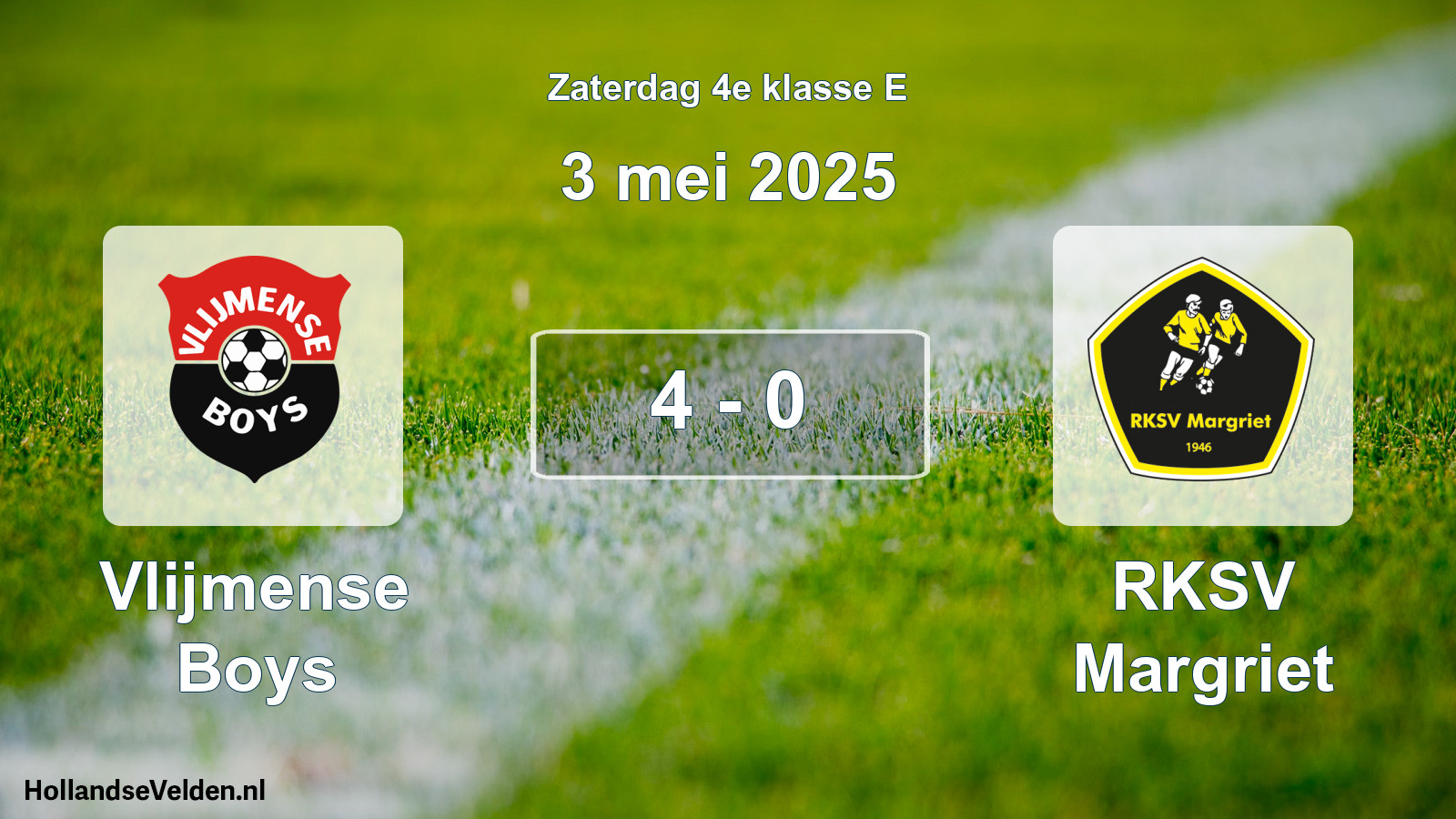 Total number of matches played: Vlijmense Boys - RKSV Margriet 4 - 0 (3 May 2025)