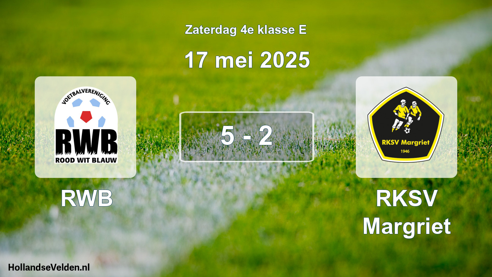 Total number of matches played: RWB - RKSV Margriet 5 - 2 (17 May 2025)