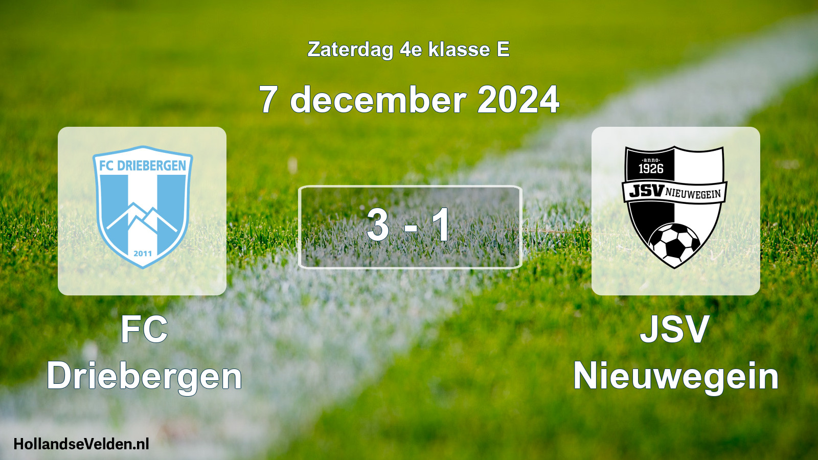 Total number of matches played: FC Driebergen - JSV Nieuwegein 3 - 1 (7 December 2024)
