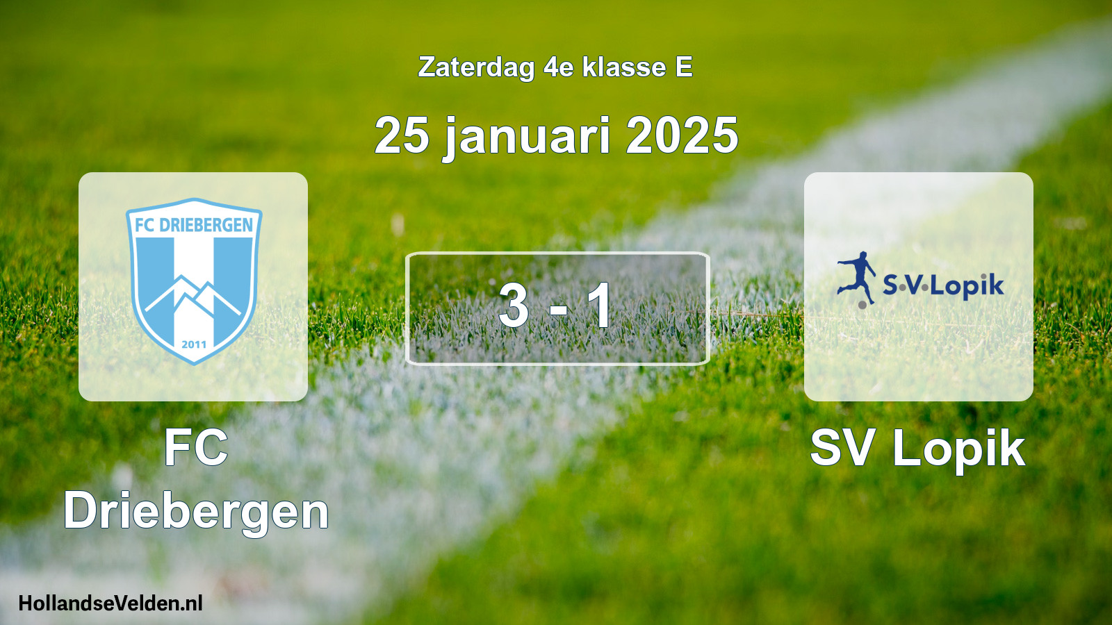 Total number of matches played: FC Driebergen - SV Lopik 3 - 1 (25 January 2025)