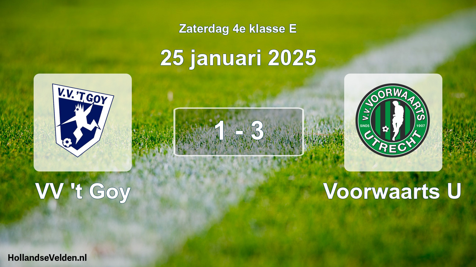 Total number of matches played: VV 't Goy - Voorwaarts U 1 - 3 (25 January 2025)