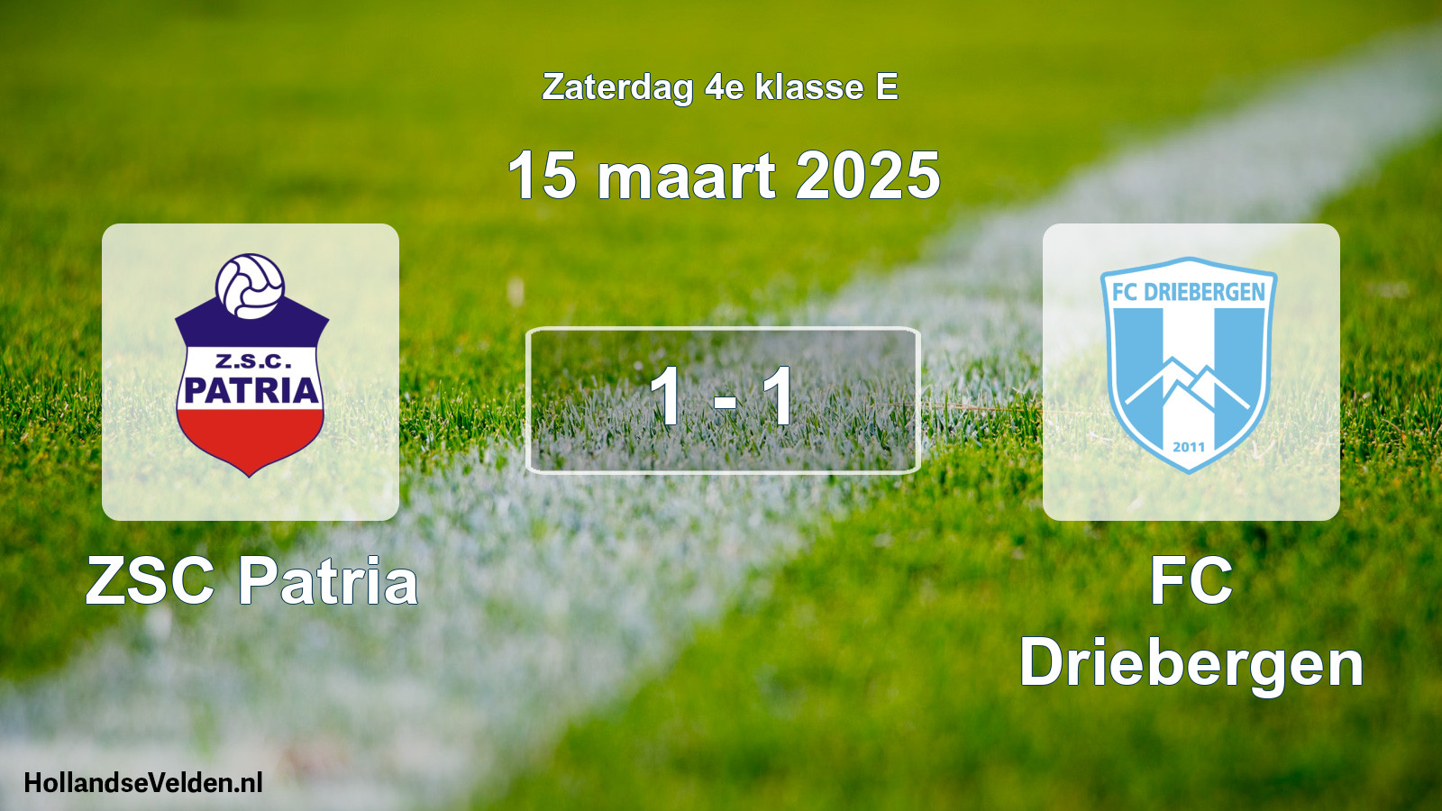 Total number of matches played: ZSC Patria - FC Driebergen 1 - 1 (15 March 2025)