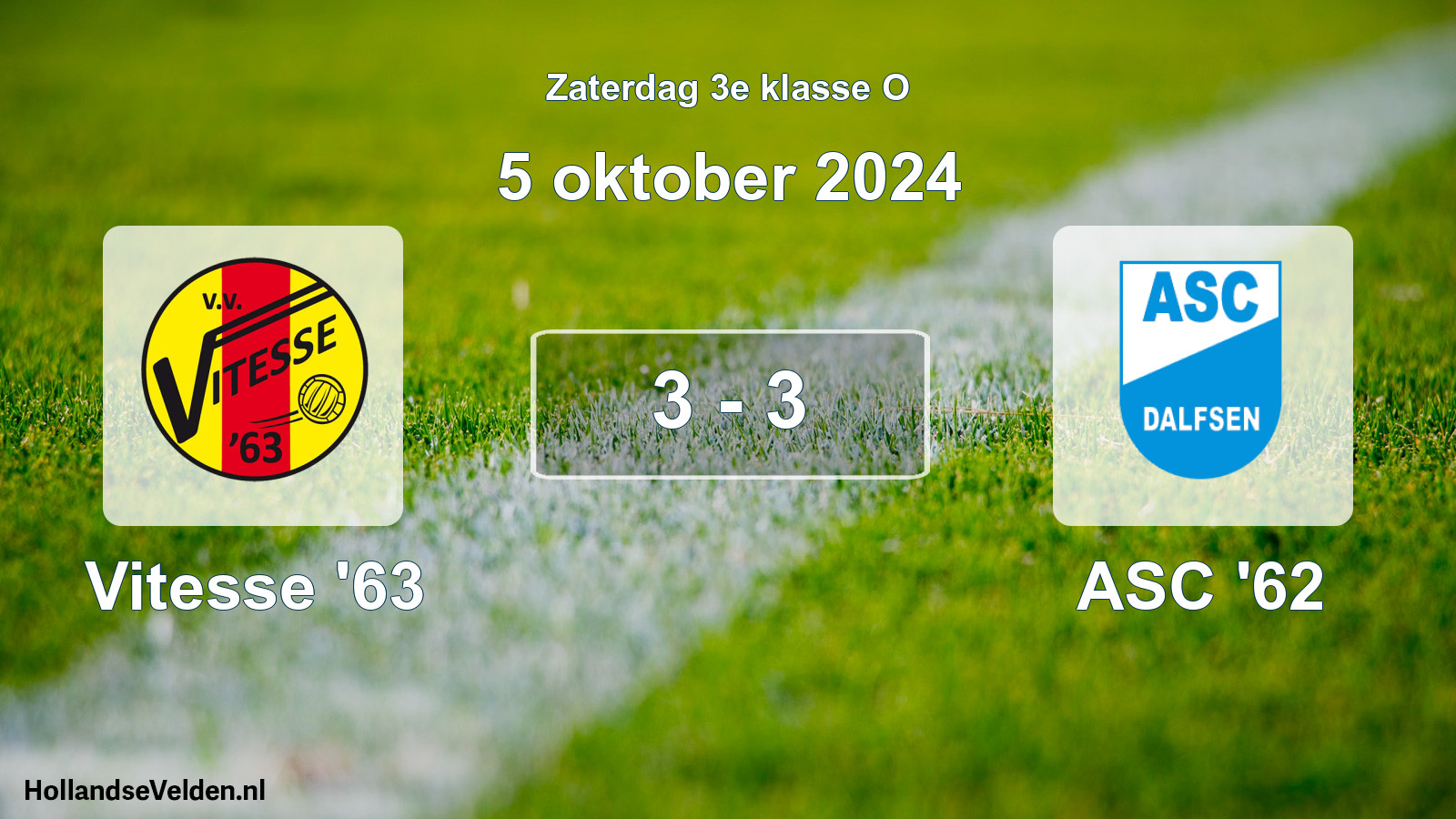 Total number of matches played: Vitesse '63 - ASC '62 3 - 3 (5 October 2024)