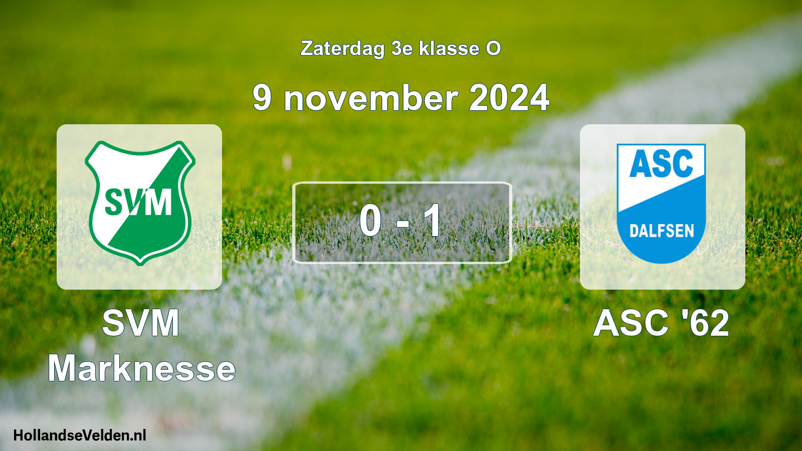 Total number of matches played: SVM Marknesse - ASC '62 0 - 1 (9 November 2024)