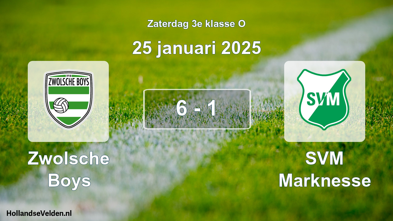 Total number of matches played: Zwolsche Boys - SVM Marknesse 6 - 1 (25 January 2025)