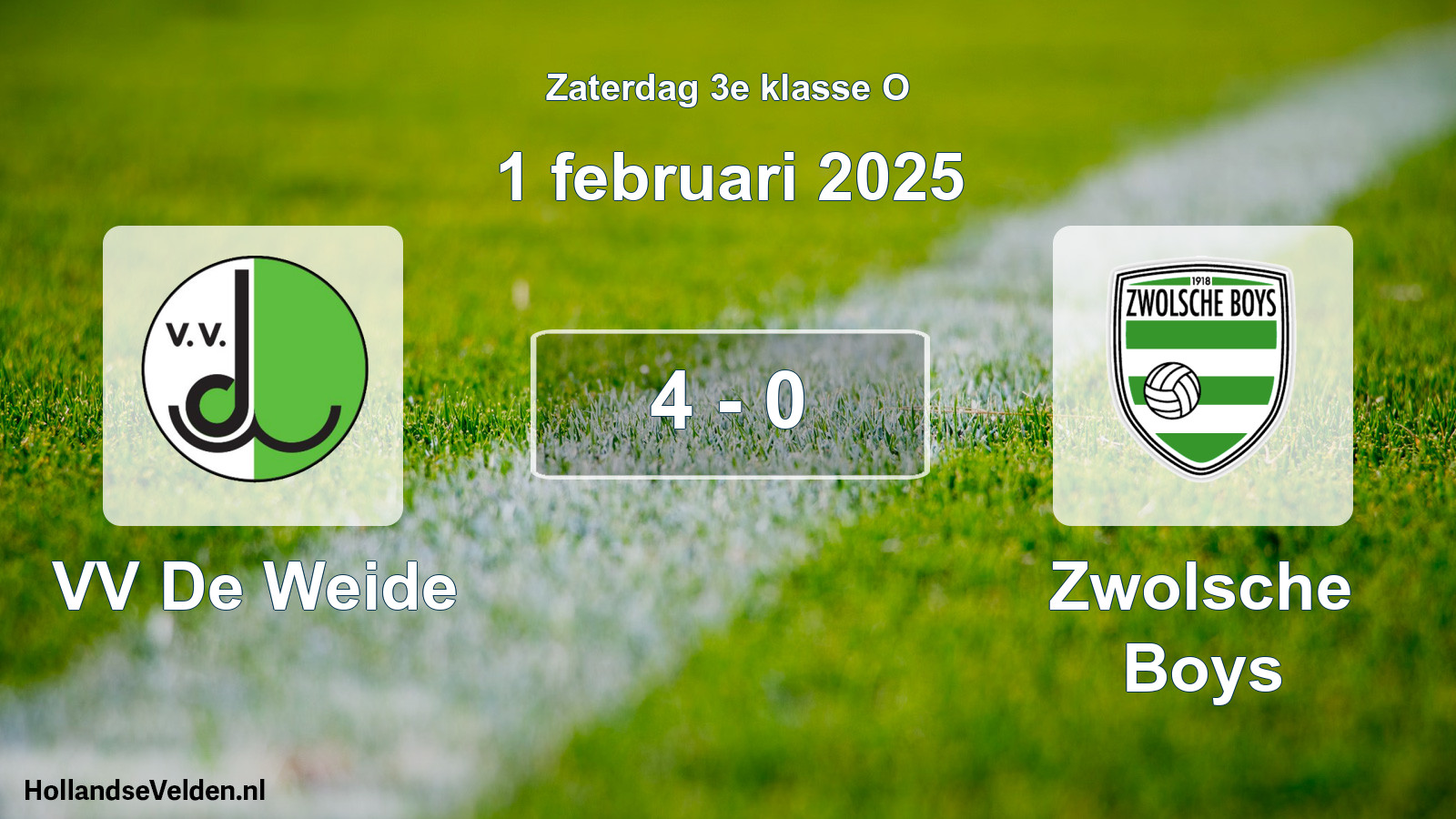 Total number of matches played: VV De Weide - Zwolsche Boys 4 - 0 (1 February 2025)