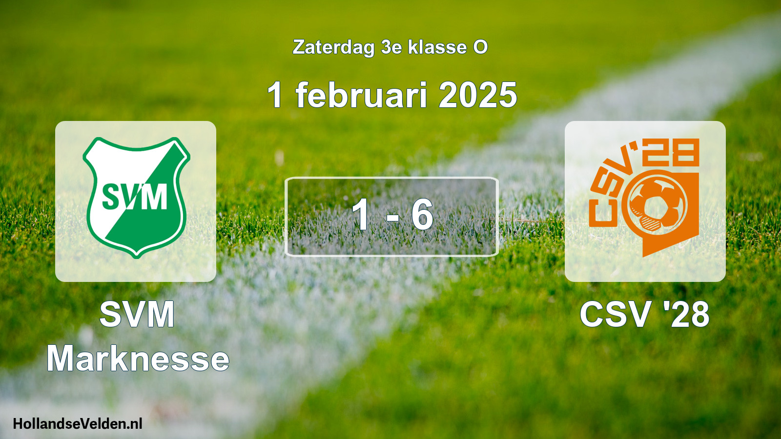 Total number of matches played: SVM Marknesse - CSV '28 1 - 6 (1 February 2025)