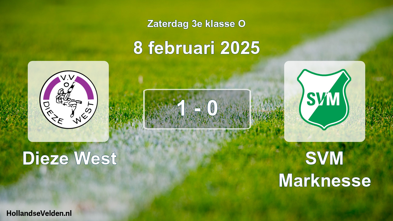 Total number of matches played: Dieze West - SVM Marknesse 1 - 0 (8 February 2025)