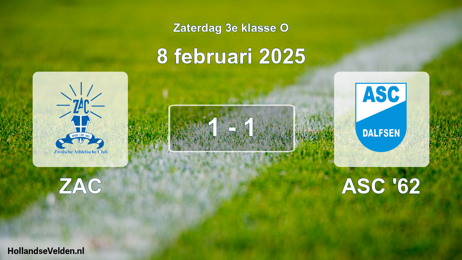 Total number of matches played: ZAC - ASC '62 1 - 1 (8 February 2025)