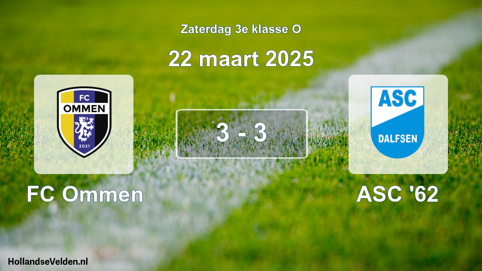Total number of matches played: FC Ommen - ASC '62 3 - 3 (22 March 2025)