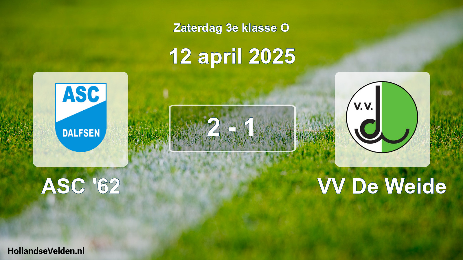 Total number of matches played: ASC '62 - VV De Weide 2 - 1 (12 April 2025)