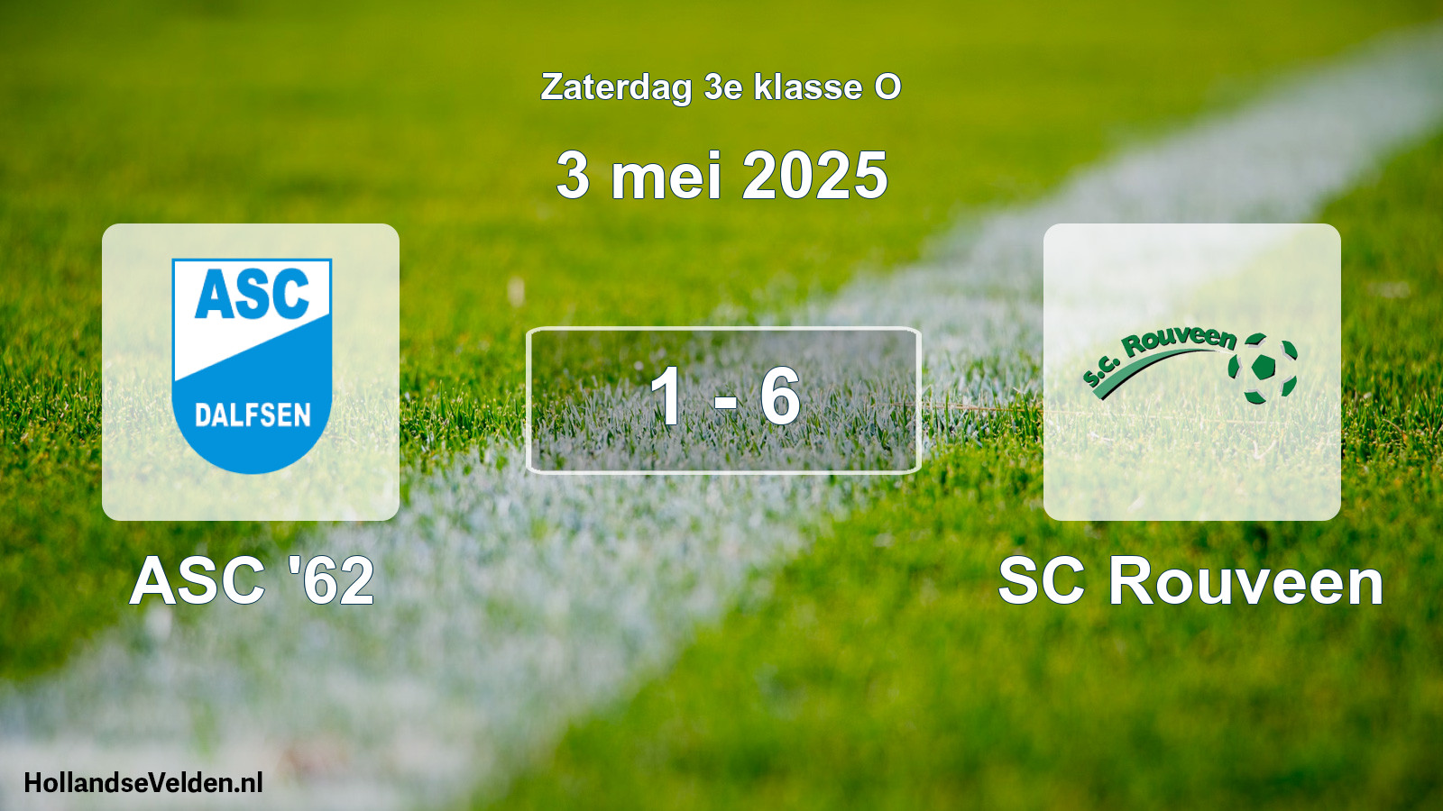 Total number of matches played: ASC '62 - SC Rouveen 1 - 6 (3 May 2025)