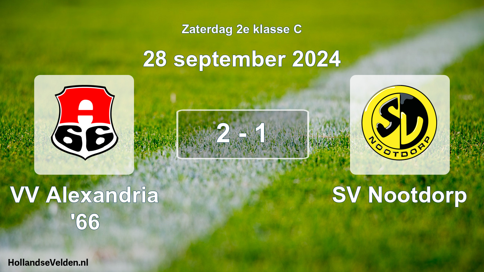 Total number of matches played: VV Alexandria '66 - SV Nootdorp 2 - 1 (28 September 2024)