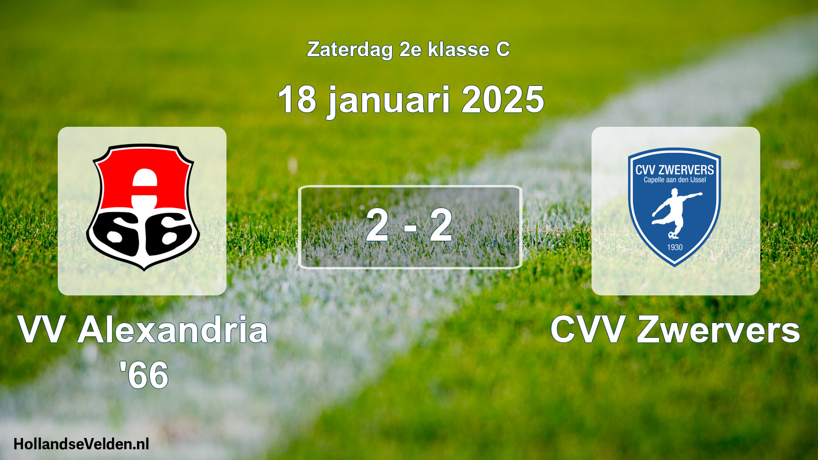 Total number of matches played: VV Alexandria '66 - CVV Zwervers 2 - 2 (18 January 2025)