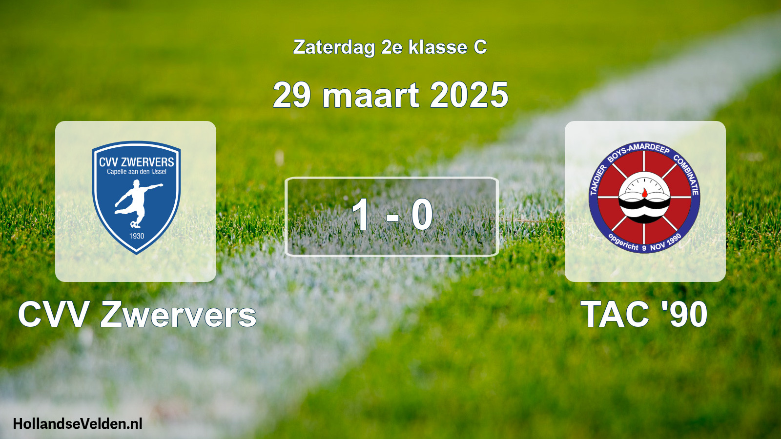 Total number of matches played: CVV Zwervers - TAC '90 1 - 0 (29 March 2025)