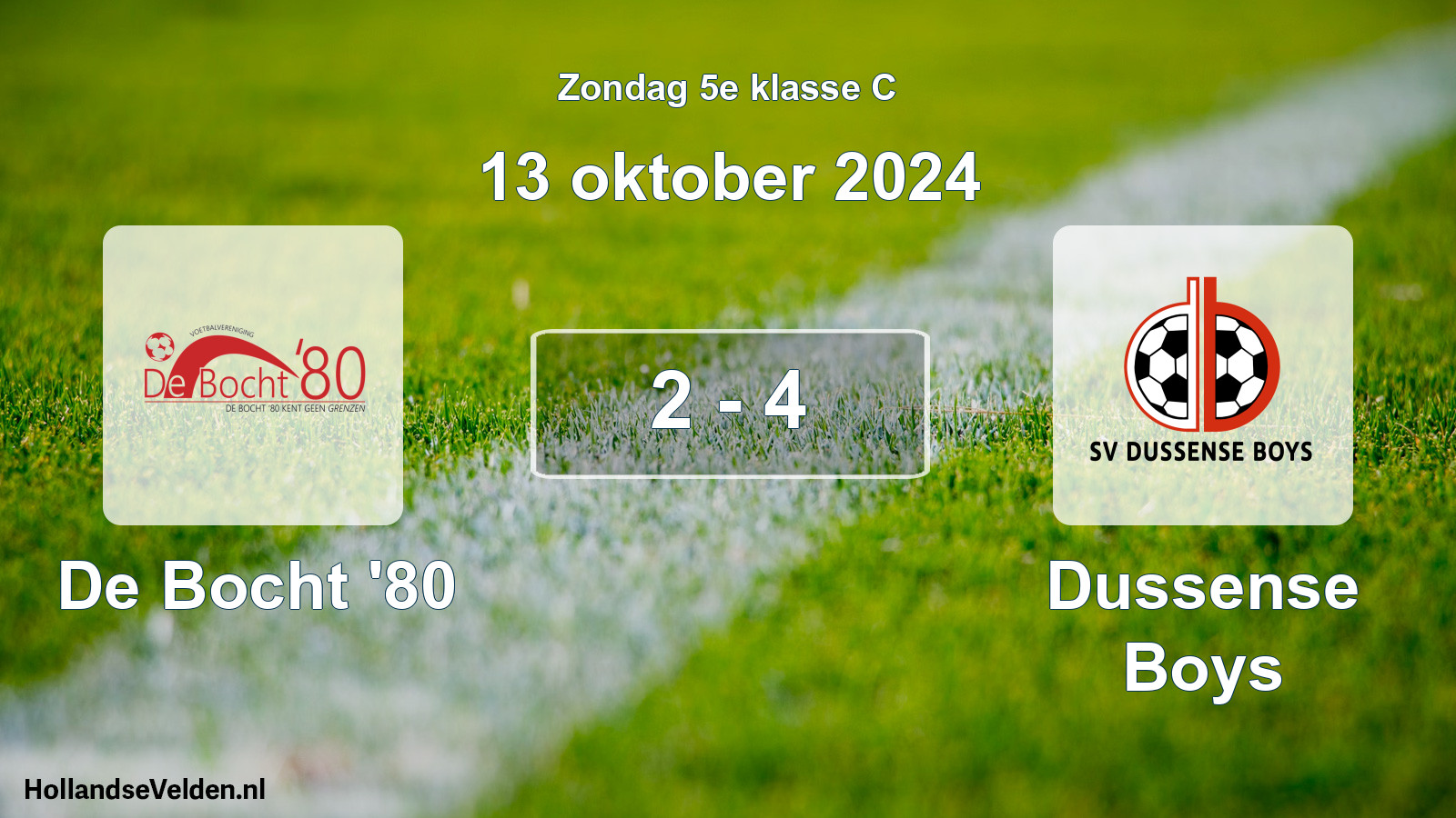 Total number of matches played: De Bocht '80 - Dussense Boys 2 - 4 (13 October 2024)