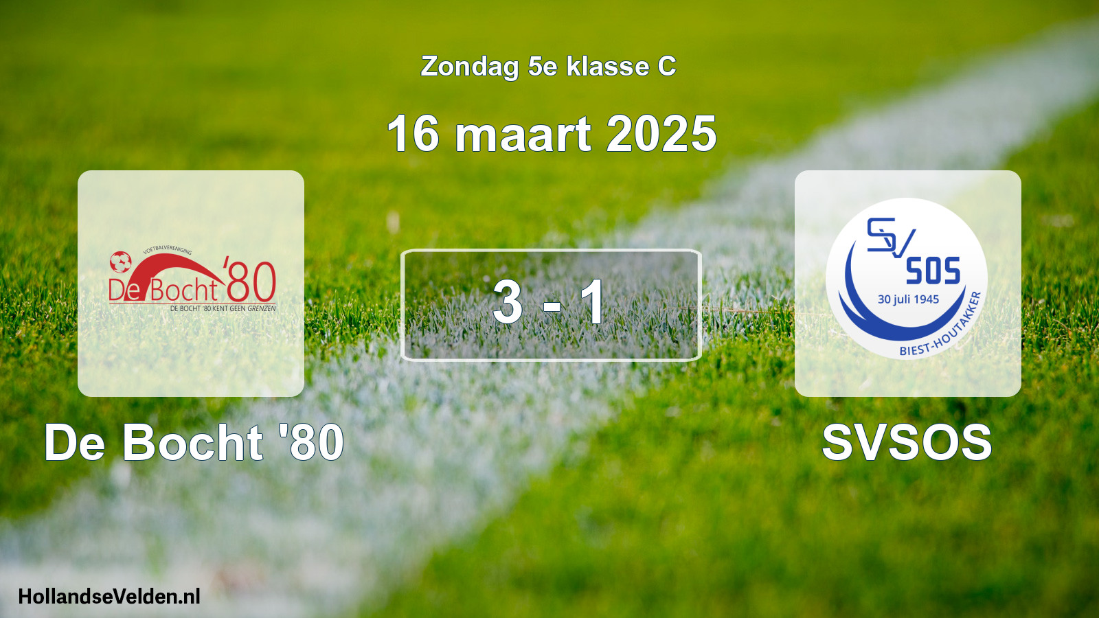 Total number of matches played: De Bocht '80 - SVSOS 3 - 1 (16 March 2025)