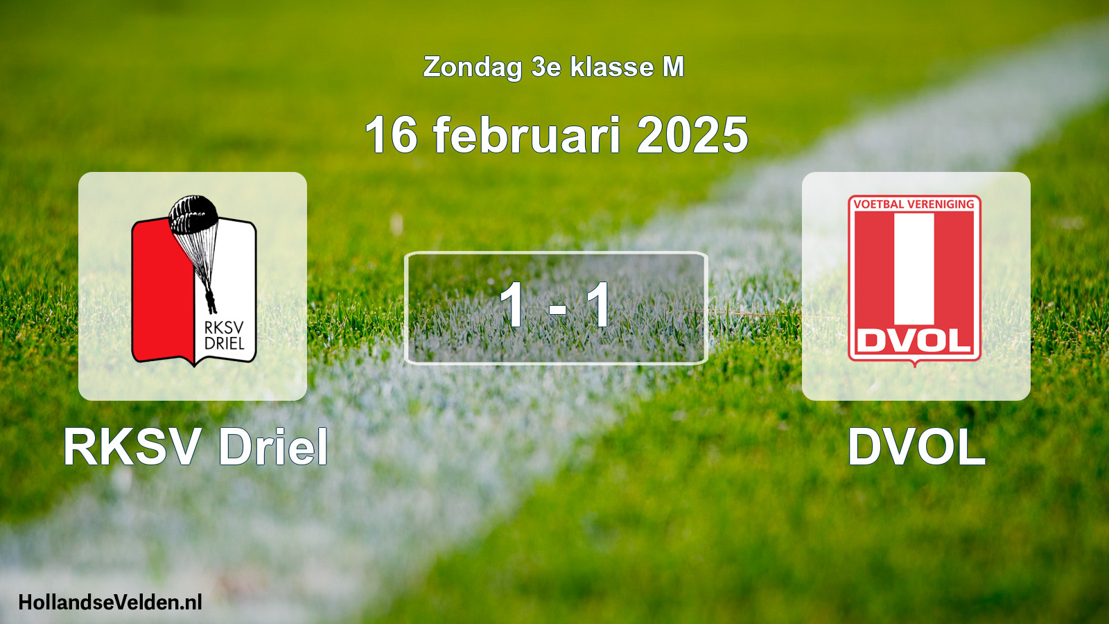 Total number of matches played: RKSV Driel - DVOL 1 - 1 (16 February 2025)
