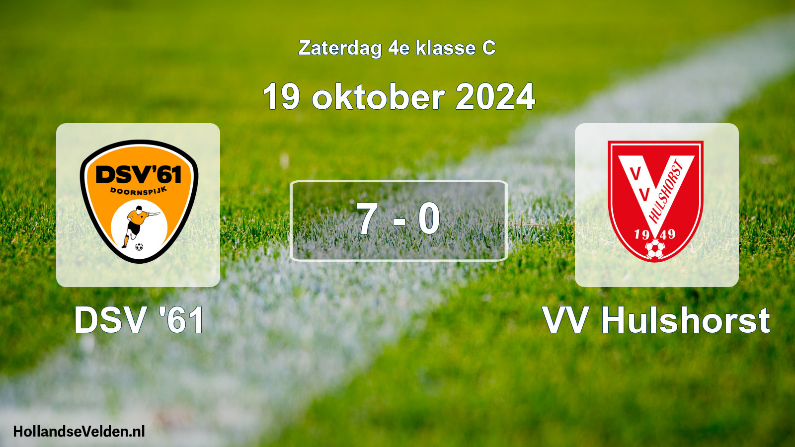 Total number of matches played: DSV '61 - VV Hulshorst 7 - 0 (19 October 2024)