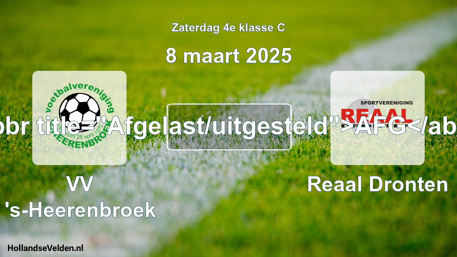 Scheduled Match: VV 's-Heerenbroek - Reaal Dronten (8 March 2025)