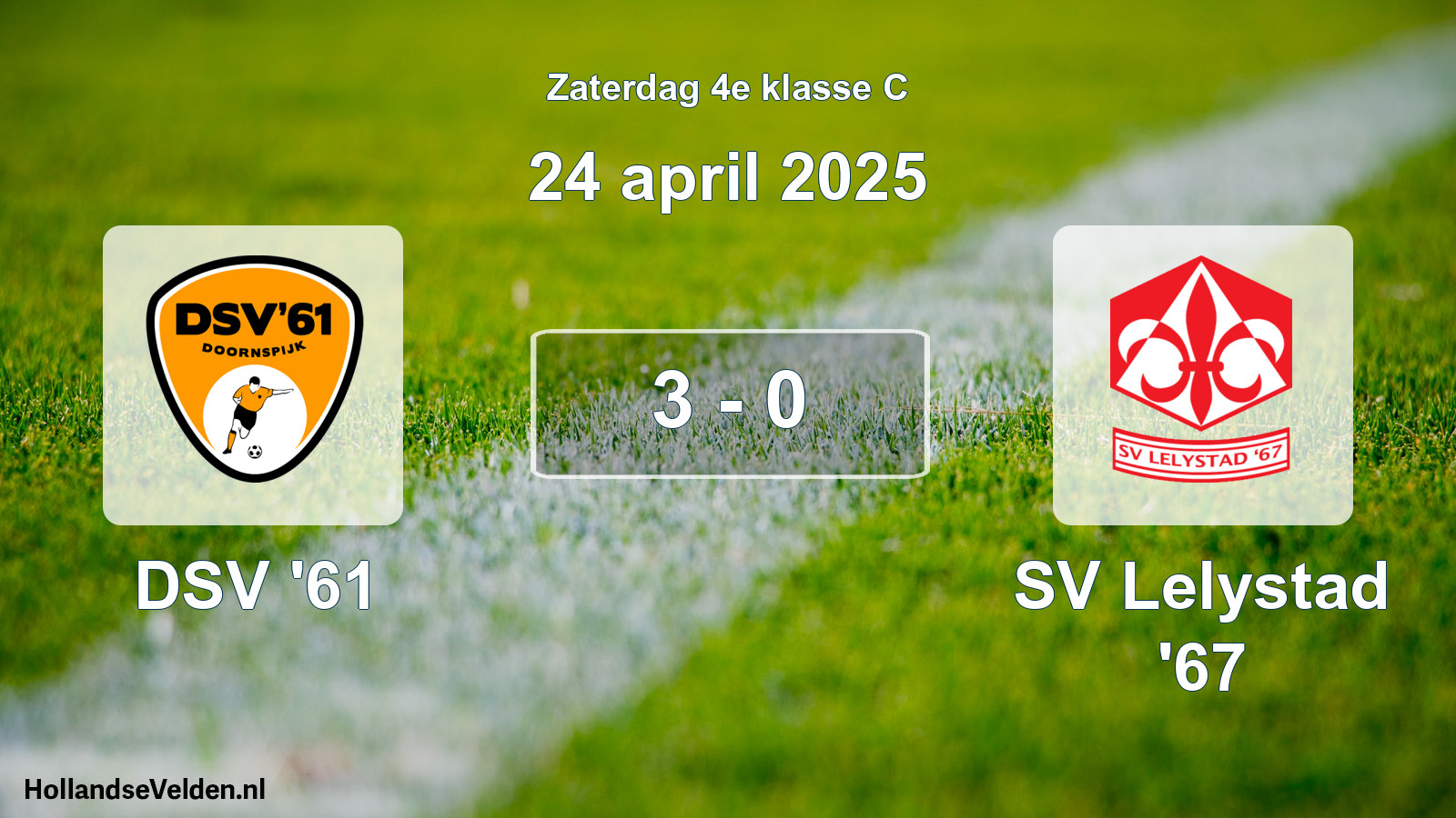 Total number of matches played: DSV '61 - SV Lelystad '67 3 - 0 (24 April 2025)