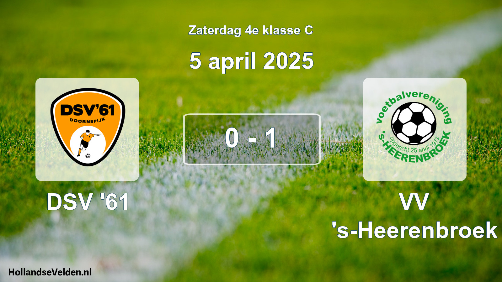 Total number of matches played: DSV '61 - VV 's-Heerenbroek 0 - 1 (5 April 2025)