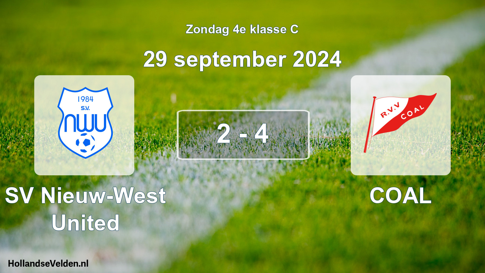 Total number of matches played: SV Nieuw-West United - COAL 2 - 4 (29 September 2024)