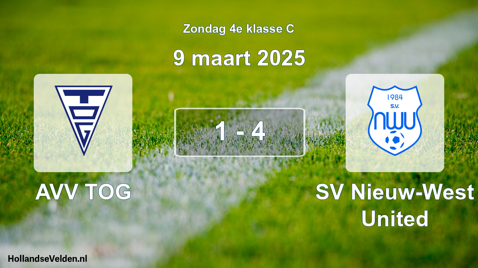 Total number of matches played: AVV TOG - SV Nieuw-West United 1 - 4 (9 March 2025)