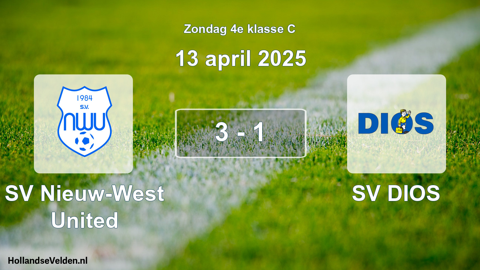 Total number of matches played: SV Nieuw-West United - SV DIOS 3 - 1 (13 April 2025)
