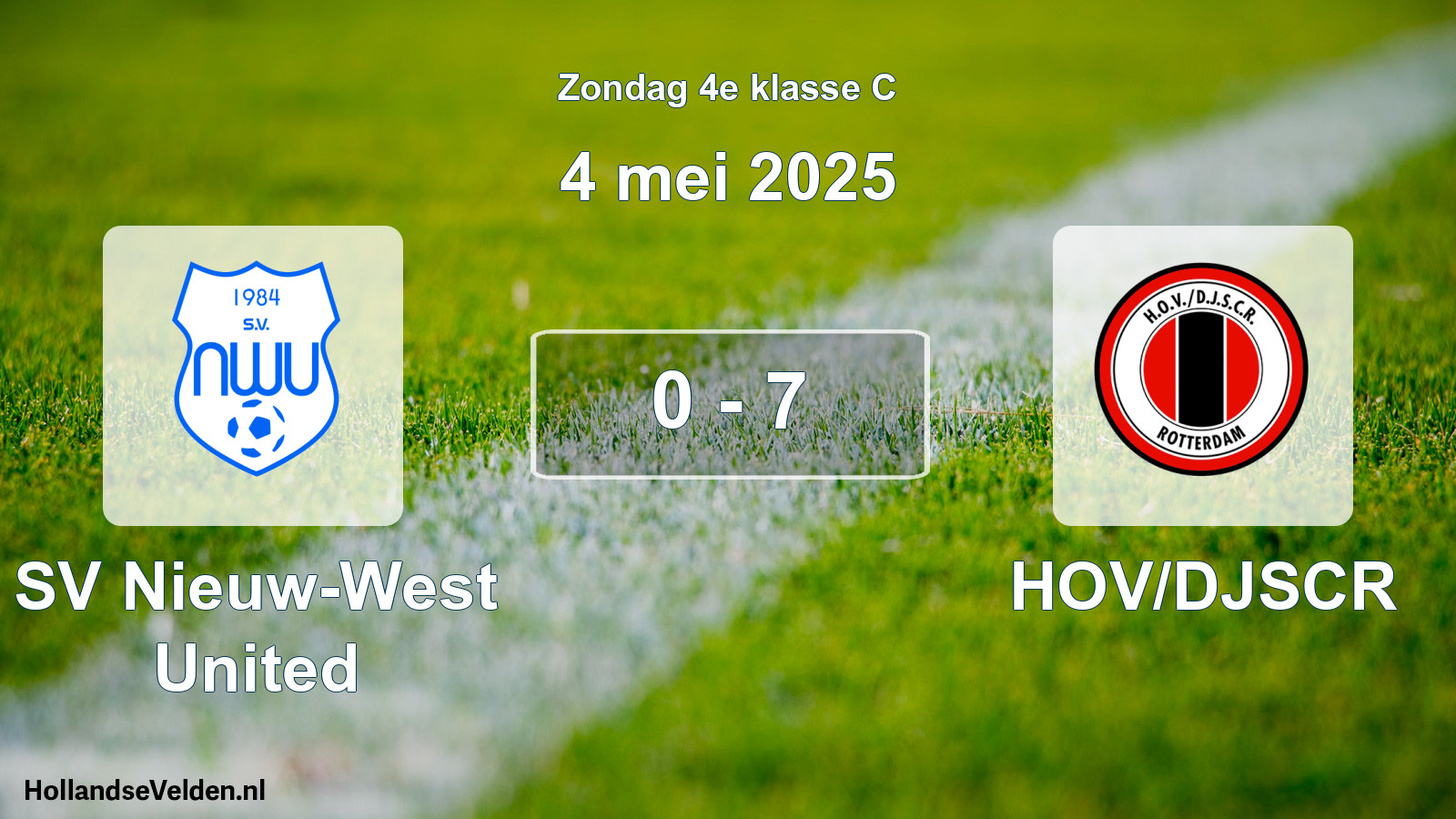Total number of matches played: SV Nieuw-West United - HOV/DJSCR 0 - 7 (4 May 2025)