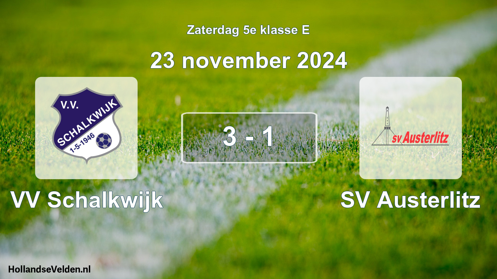 Total number of matches played: VV Schalkwijk - SV Austerlitz 3 - 1 (23 November 2024)