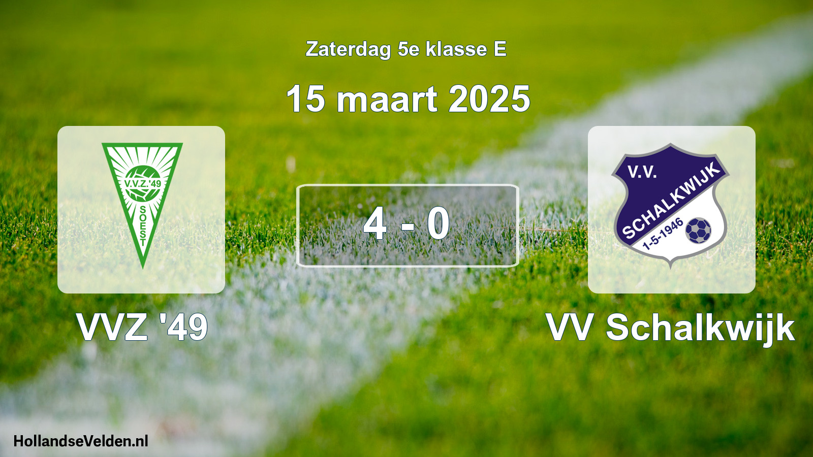 Total number of matches played: VVZ '49 - VV Schalkwijk 4 - 0 (15 March 2025)